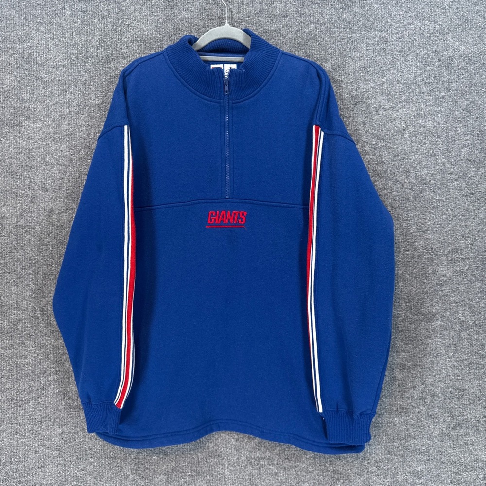 New York Giants Sweatshirt Mens Large Blue 1/4 Zip Pullover Logo Pullover Y2K